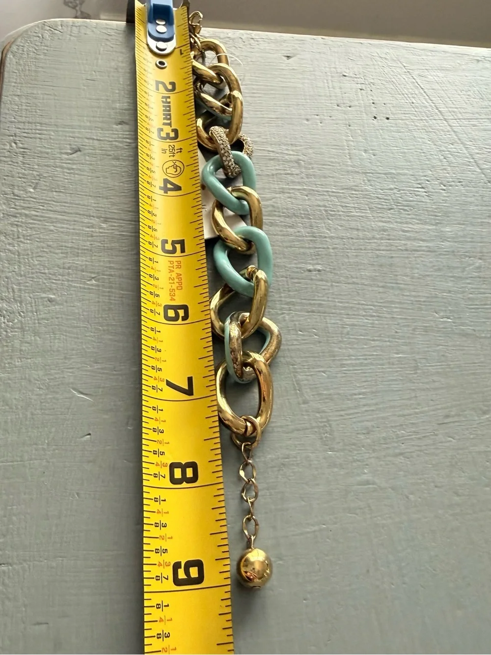 Kate Spade Gold Aqua Chunky Chain Link Bracelet NEW